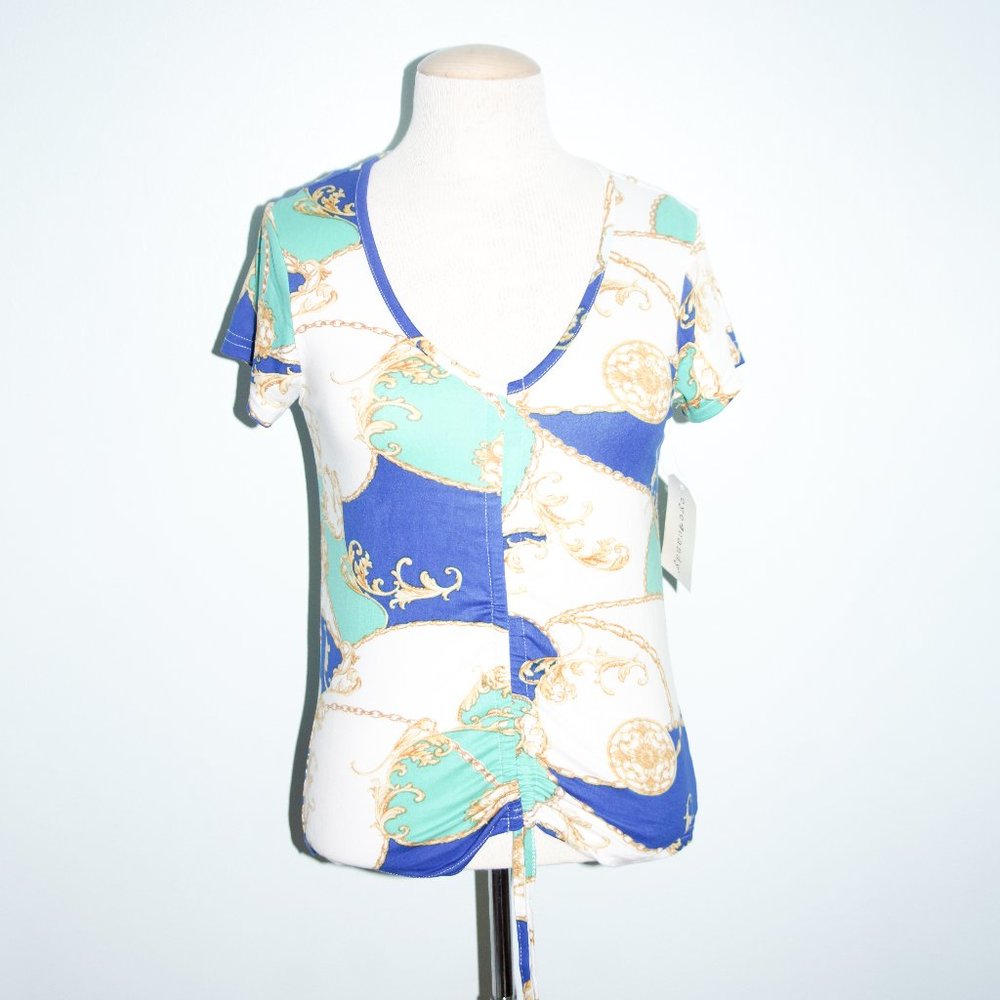 eyelash graphic stretch knit top